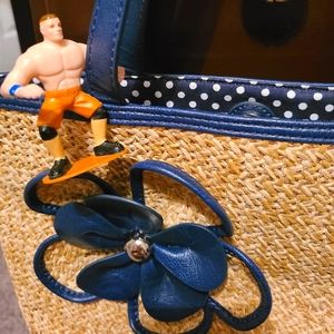 Woven Royal Blue Accented Hand Bag